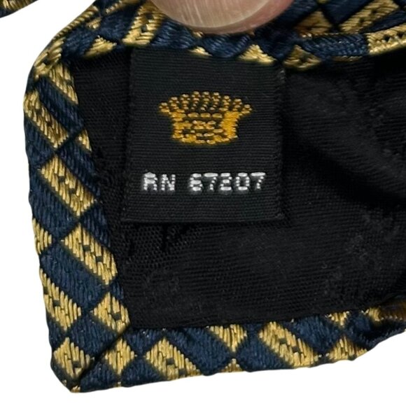 Countess Mara Men's Gold Black Geometric Silk Necktie Tie - Picture 8 of 8